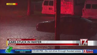 Torrential rain leads to cars, roads flooded Raleigh, Wake County