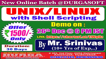 UNIX/LINUX with Shell Scripting Online Training @ DURGASOFT