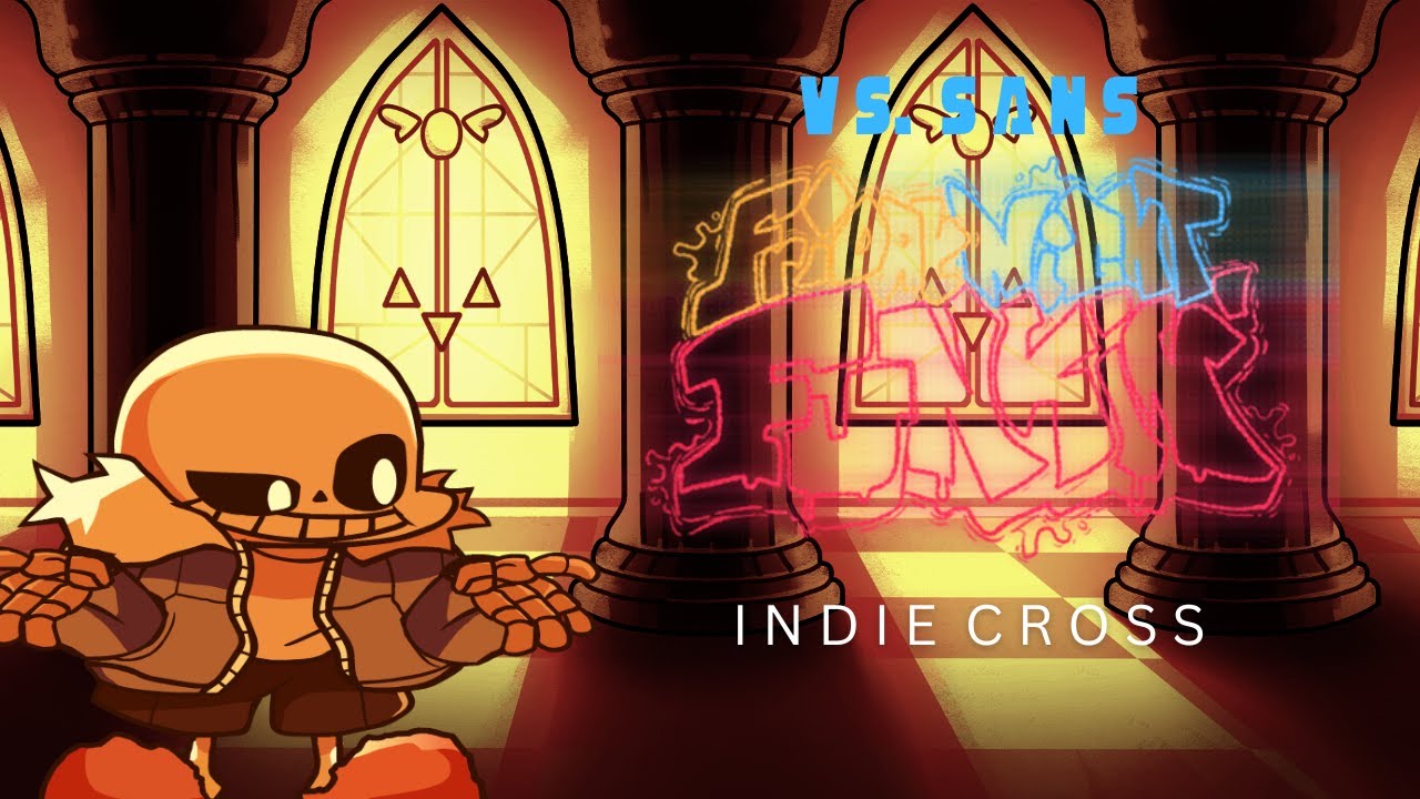 Playable Indie Cross Sans (pacifist route/shaders) [Friday Night Funkin']  [Mods]