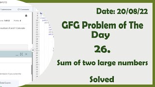 Sum of two large numbers || GFG Daily Problem