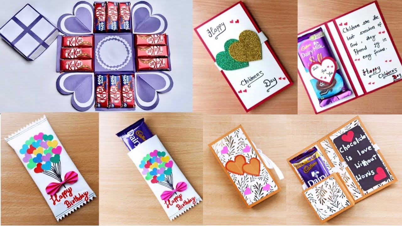 DIY 4 Chocolate Cards for gift Chocolate Gift Cards Greetings