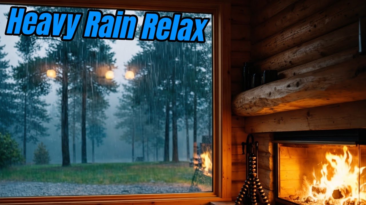 Cozy Cabin Rain Sounds 🌧️ Fireplace Ambience for Deep Sleep & Relaxing ...