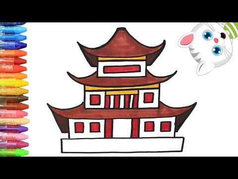 Как нарисовать Традиционный японский дом с MiMi | Раскраски детей HD | Рисование и окраска