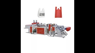 Automatic High speed two line plastic T-shirt shopping bag making machine