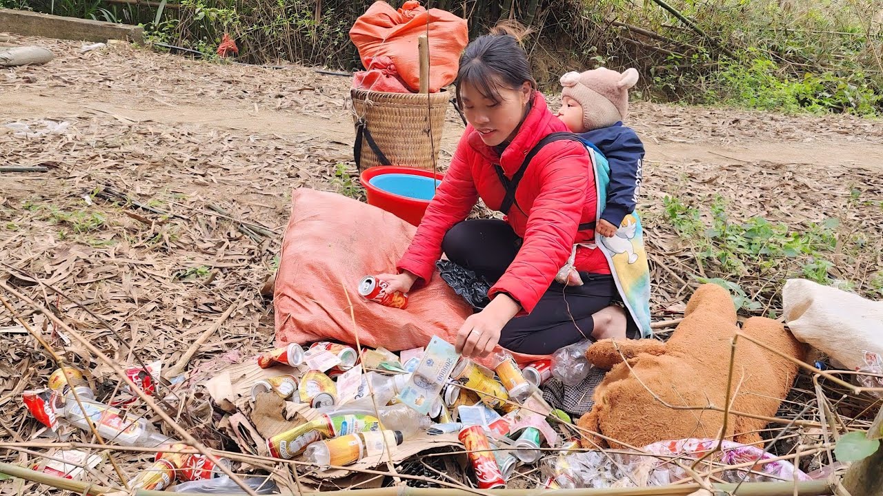 Harvest vegetables and collect bottles and cans for recycling to sell.