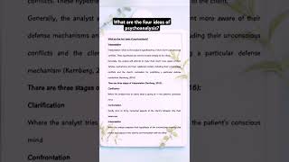 four ideas of psychoanalysis|Interpretation¦Confrontation¦Clarification#literature #youtubeshorts