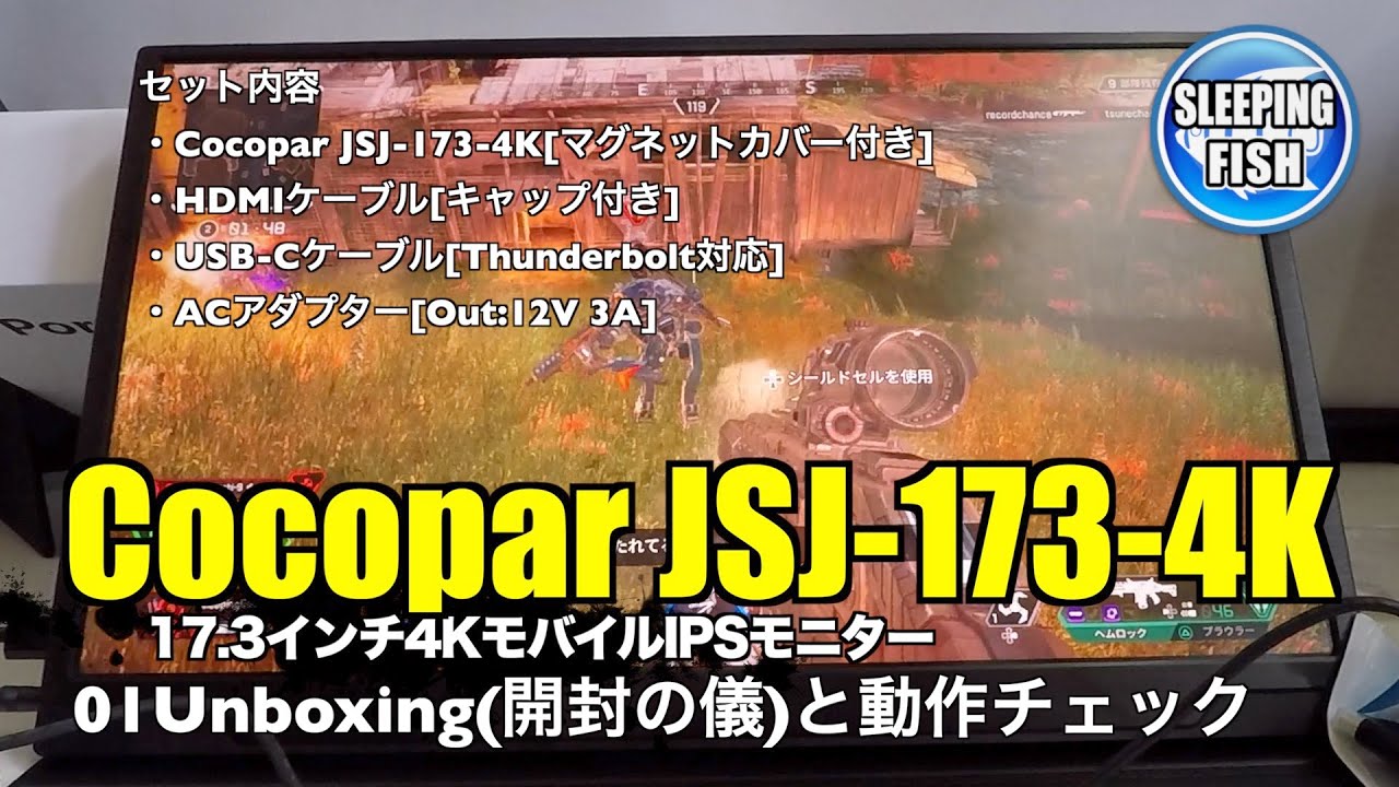 Cocopar JSJ-173-4K 17.3インチ4KモバイルIPSモニター 01Unboxing(開封の儀)と動作チェック