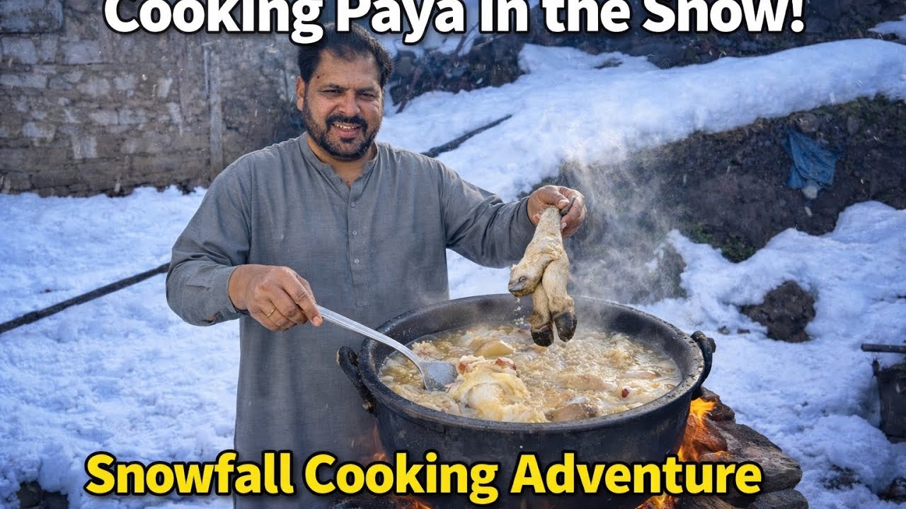 Cooking Snow in Mountain Paya | thumbnail Special | Winter Village Food ...