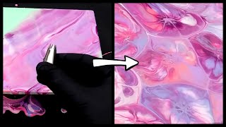 Acrylic Pouring Abstract Chameleon Cells Experiment w/ a Cake Decorator Tip 🍰 "Floral Kaleidoscope"
