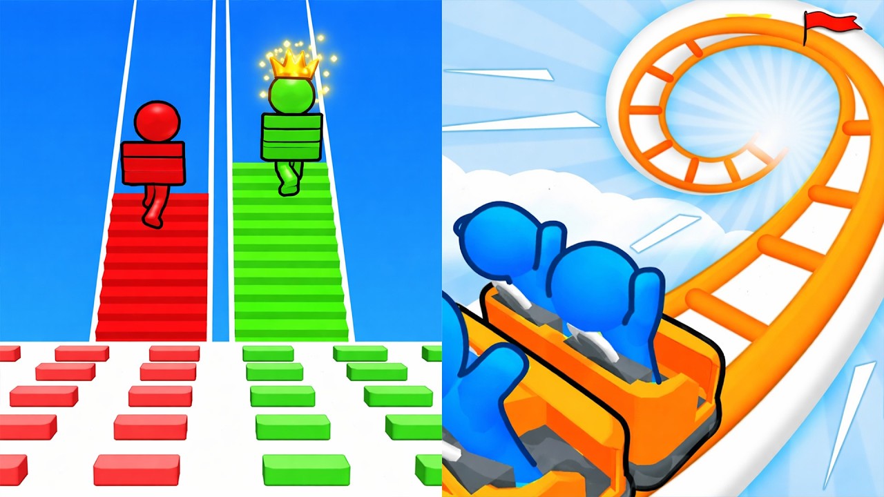 Bridge Race vs Runner Coaster - Full Levels Speedrun Gameplay (Android & iOS)