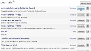 PGCHE MyFolio Screencast 4   Creating the Evidence Record Journal and Journal Entries