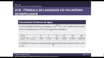 INTERPOLAÇÃO POLINOMIAL - FÓRMULAS DE LAGRANGE