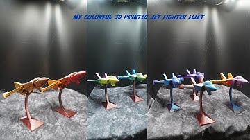 Awesome 3D Printed Articulated Print-in-Place F14 Tomcat and Mig 23 Jet Fighter squadron