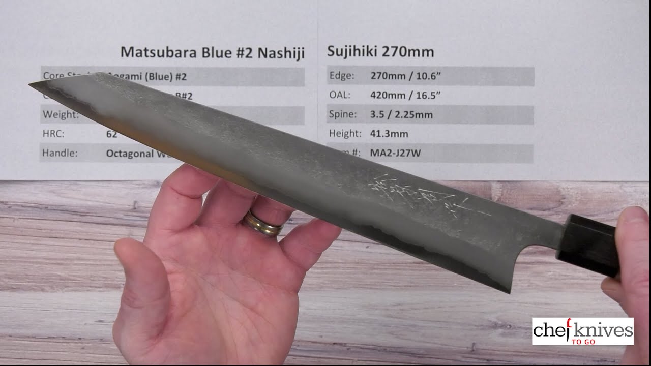 Matsubara Blue #2 Nashiji Sujihiki 270mm Quick Look - YouTube
