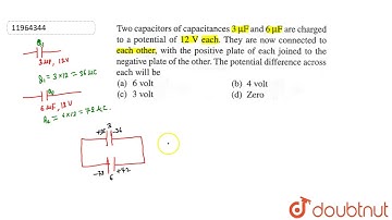Two capacitors of capacitances `3 muF` and `6 muF` are charged to a potential