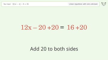 Solve 3(4x-4)-8=16: Linear Equation Video Solution | Tiger Algebra