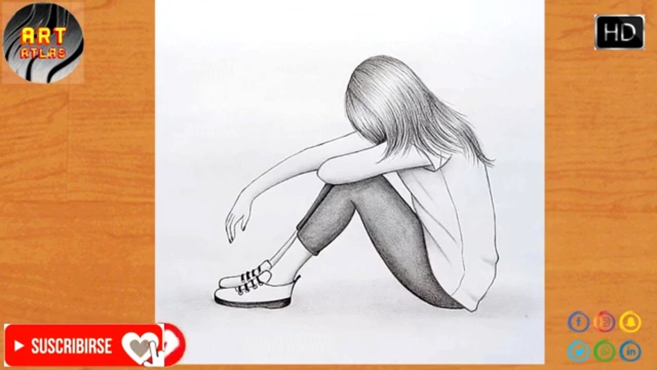 Dibujar a una chica sola con un dibujo a lápiz || Cómo dibujar una chica  triste - thptnganamst.edu.vn