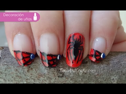 Nail Art SpiderMan Uñas del hombre araña - YouTube