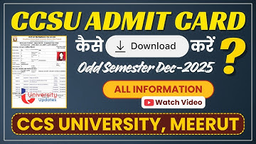 CCSU: HOW TO DOWNLOAD ADMIT CARD | CCS UNIVERSITY MEERUT