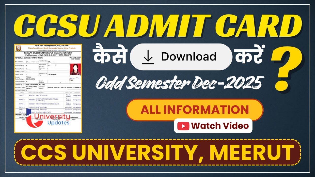 CCSU: HOW TO DOWNLOAD ADMIT CARD | CCS UNIVERSITY MEERUT