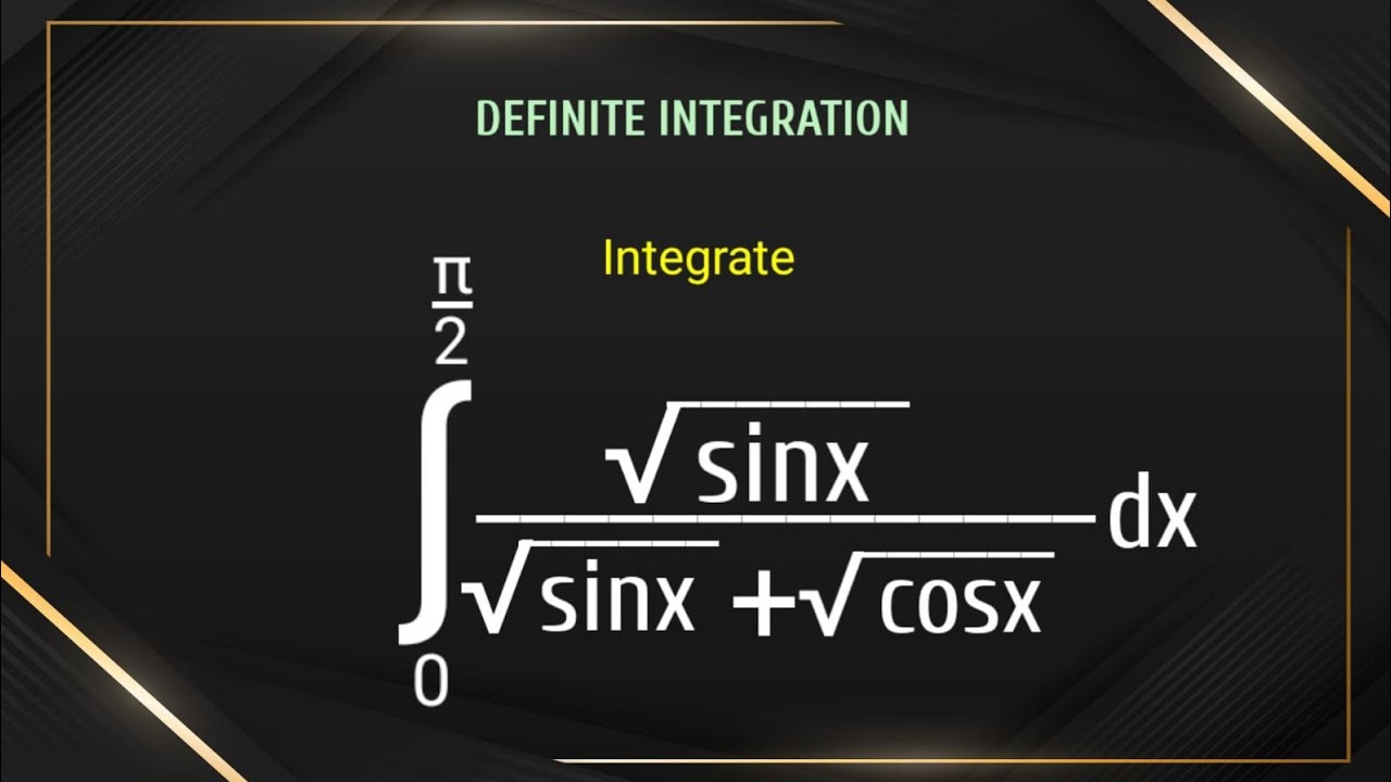 how to integrate ∫√sinx/√sinx+√cosx dx || definite integration - YouTube