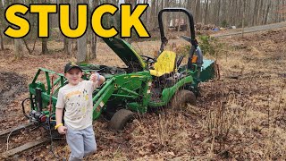 John Deere 2025r Buried in the Mud. Can It get Itself Out? by WoodRidge Creek  2,312 views 3 months ago 14 minutes, 54 seconds
