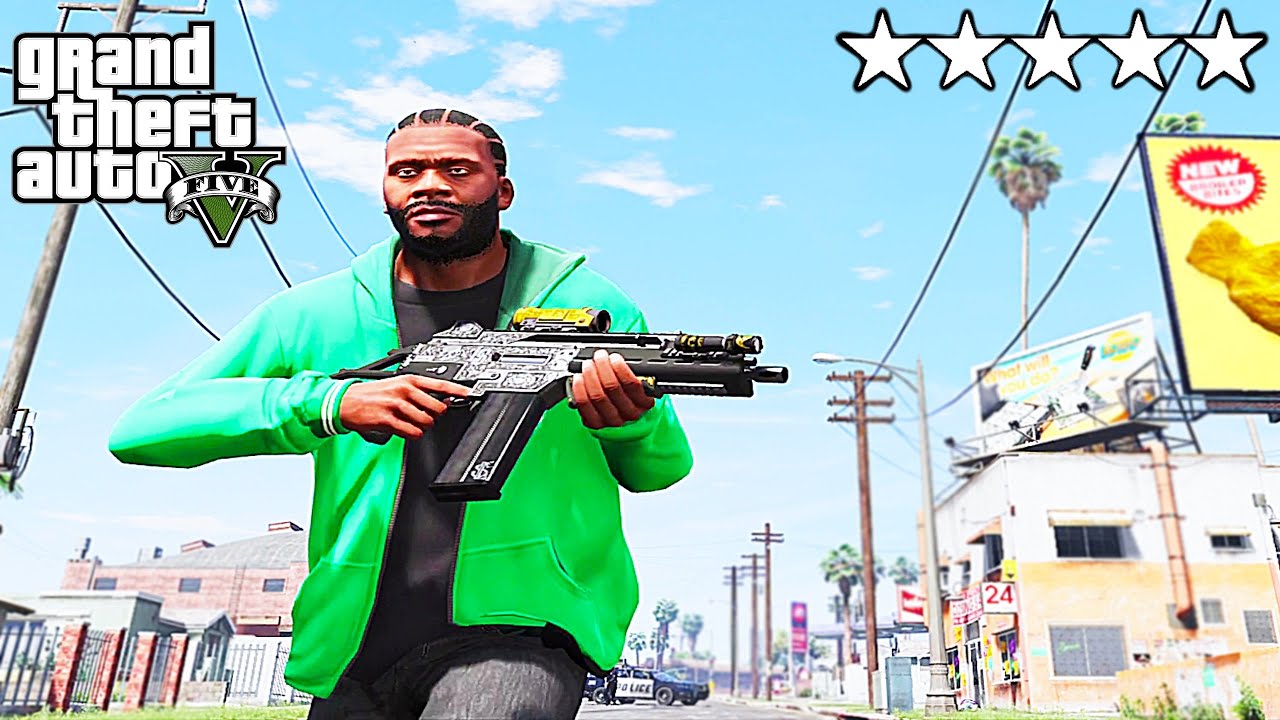 GTA 5 Franklin's Five Star Cop Battle + Police Chase + Wanted Level ...
