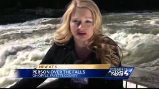 Man goes over waterfall in Ohiopyle State Park