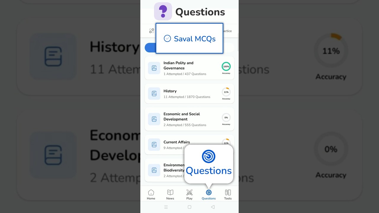 Saval AI Tutorial - UPSC MCQs for Prelims Preparation
