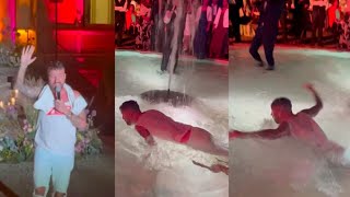 Francesco Facchinetti nuota nella fontana al matrimonio del migliore amico