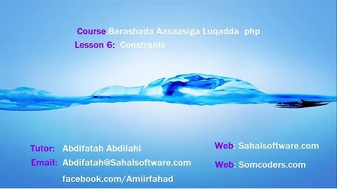 Barashada php Afsomali:Lesson6:Contrants