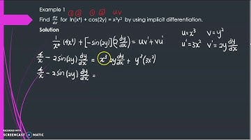17th video: MAT183 - Implicit Differentiation - Example 1