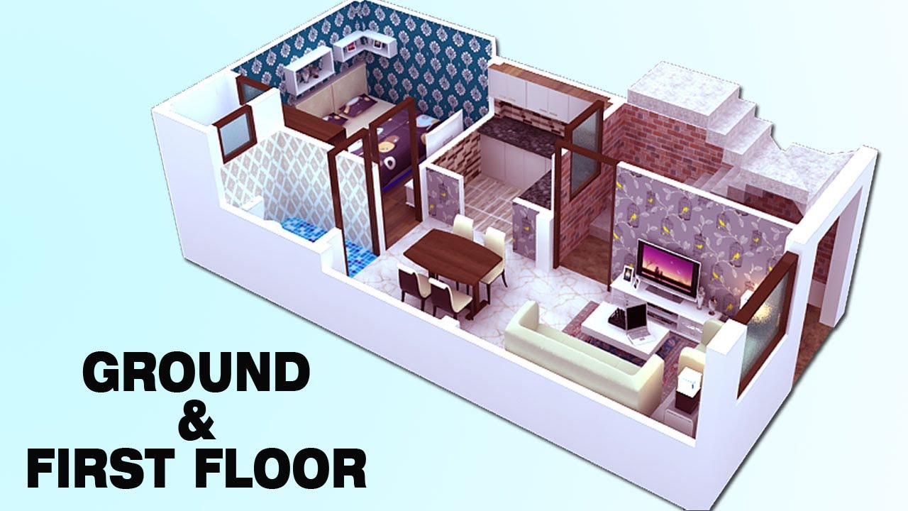 15X30 RENTAL HOUSE PLAN 15ft. पतले प्लाट का नक्शा 450sqft. 3D HOUSE