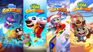Talking Tom Gold Run Halloween Update vs China Update vs Christmas Update vs Wild West Gameplay