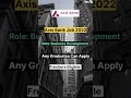 Axis Bank Recruitment 2022 | Apply Online #shorts #axisbank #jobs
