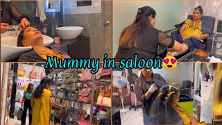 Mummy in saloon for the first time😍 mother's day special 🧿 #youtube #viral #mothersday #youtubeindia