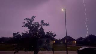 Bright Lightning Bolt Illuminates Sky Near Houston