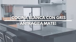 🔨 ¡Cocina color blanco con gris antracita mate! | Tecnicocinas Antracita Color