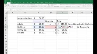 Fixing the cell in a formula EXCEL