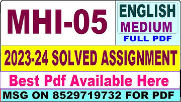 MHI 05 solved assignment 2023-24 || mhi 05 solved assignment 2024 in english || ignou mhi05