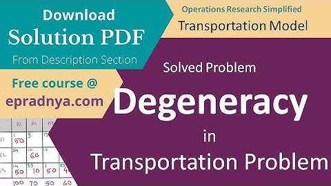 Degeneracy In Transportation Problem | Solved Problem |  MODI method | U V Method | Solution PDF
