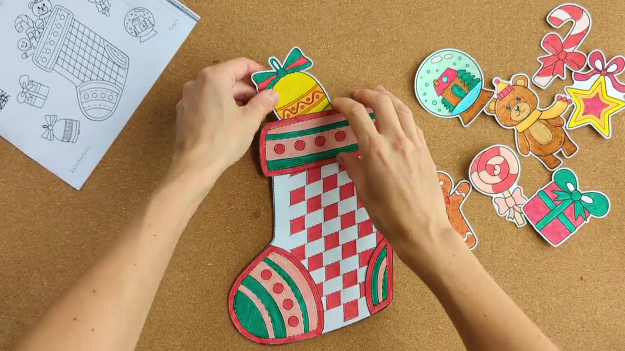 Christmas Stocking with Surprises - Paper Weaving Craft for kids