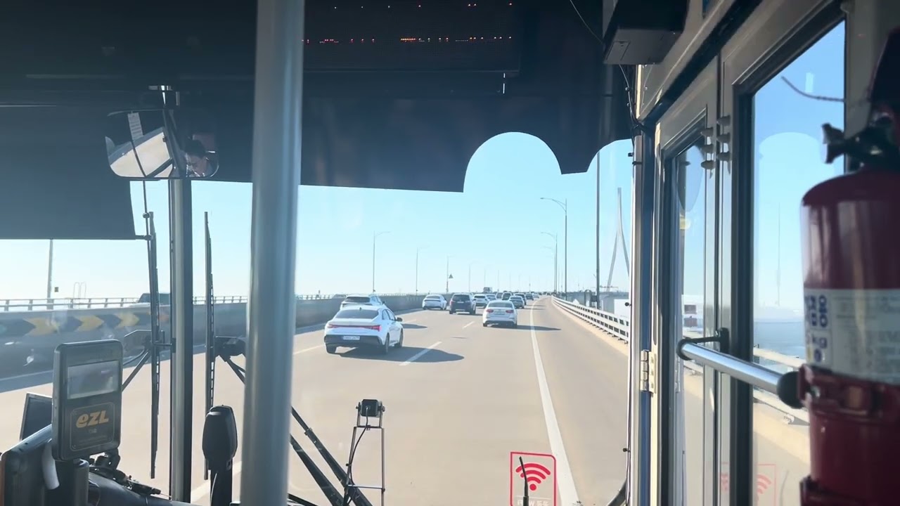 버스 타고 인천대교 건너기 - 인천 강인교통 303-1번 이안송도 - 인천공항 T1(3층 출발층) 주행