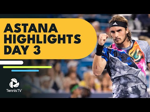 Tsitsipas takes on nardi; djokovic, rublev & more feature | astana 2022 highlights day 3