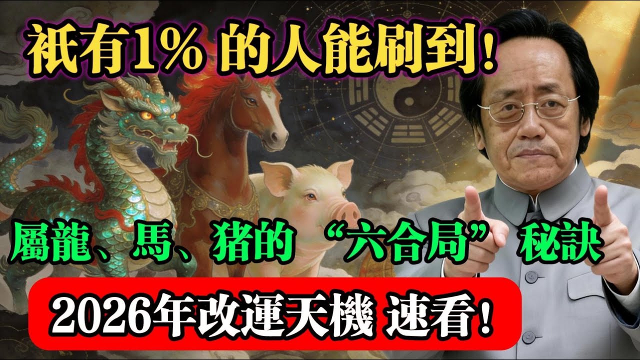 只有1% 的人能刷到！屬龍、馬、豬的 “六合局” 秘訣，2026年改運天機，速看！#倪海厦 #屬龍運勢 #屬馬運勢 #屬豬運勢 #生肖運勢 #2026流年運勢 #易經命理 #六合局 #台灣命理