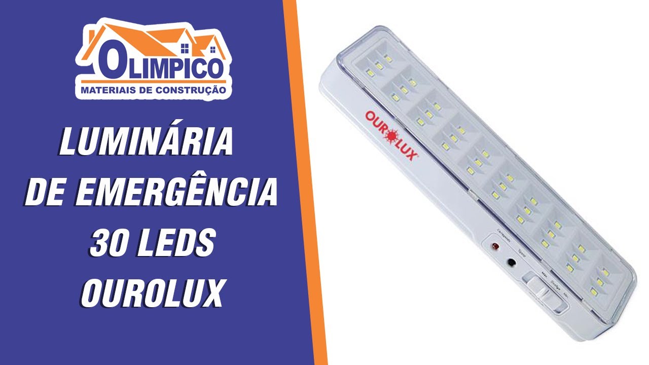 💡 Luminária de Emergência 30 LEDS - Ourolux - 🔶 Materiais de Construção Olímpico 🔷