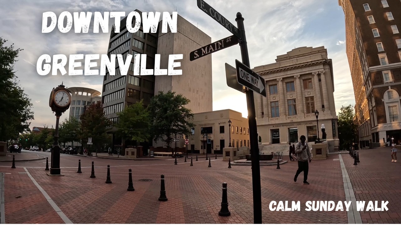 🌿 Downtown Greenville SC | Walking Tour 4K | Late Summer Vibes