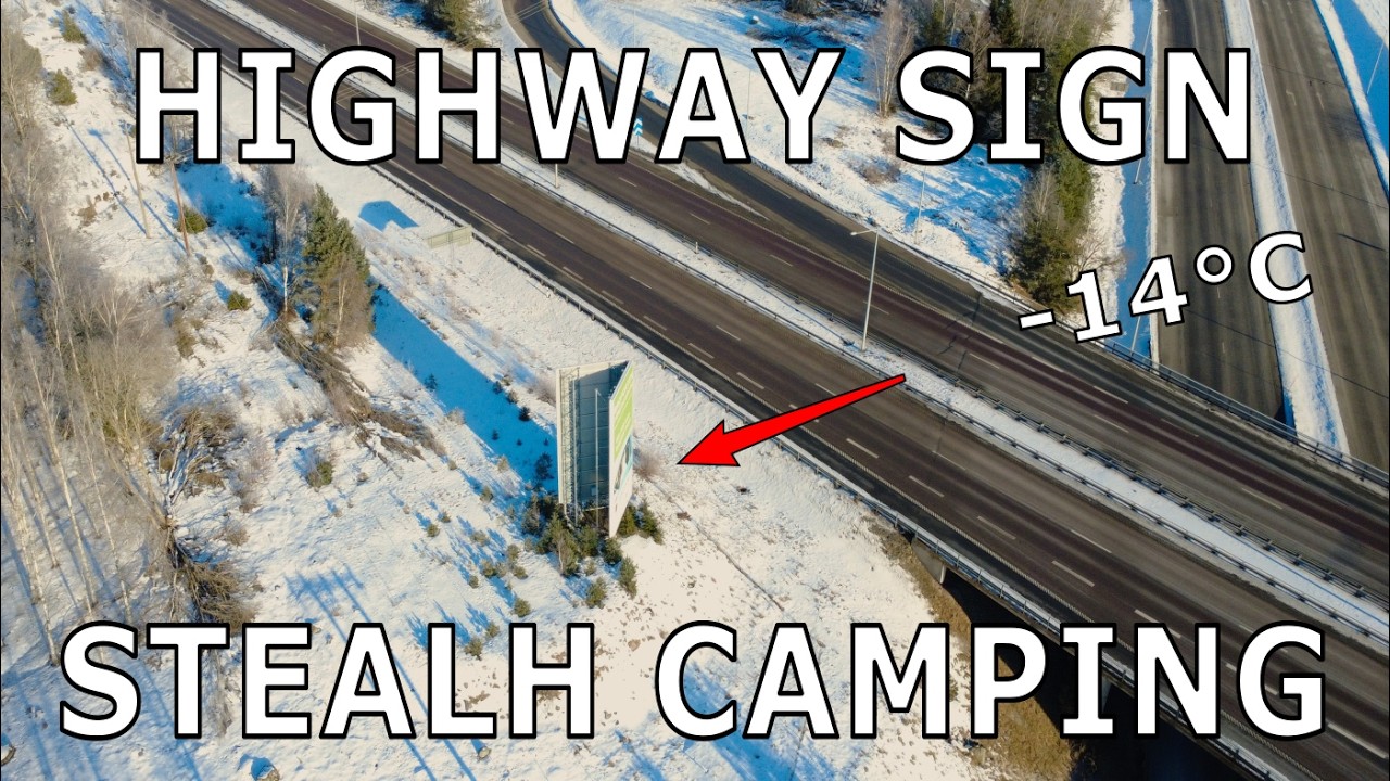 Stealth camping behind a highway sign