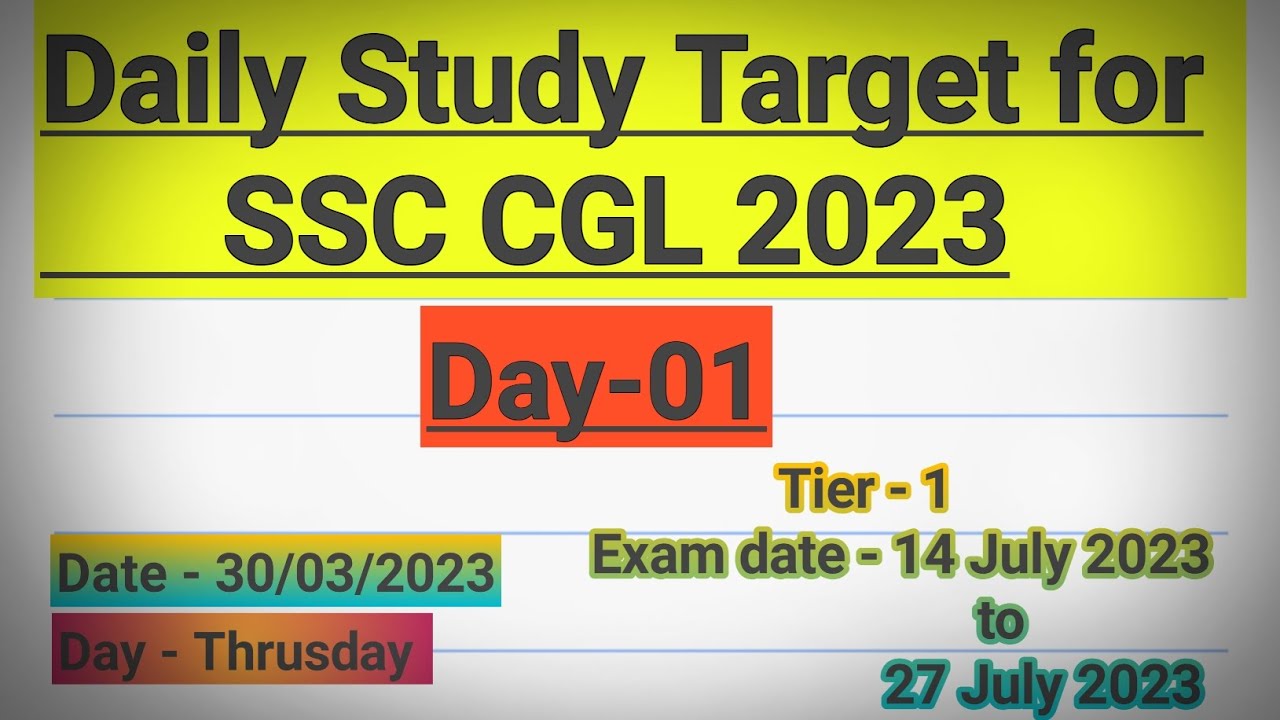 Day - 01 Daily Study Target for SSC CGL 2023 🎯 - YouTube