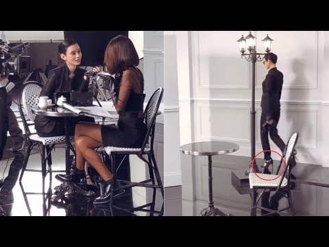 沒懷孕？奚夢瑤踩恨天高工作，小腹平坦身材纖細不像孕婦